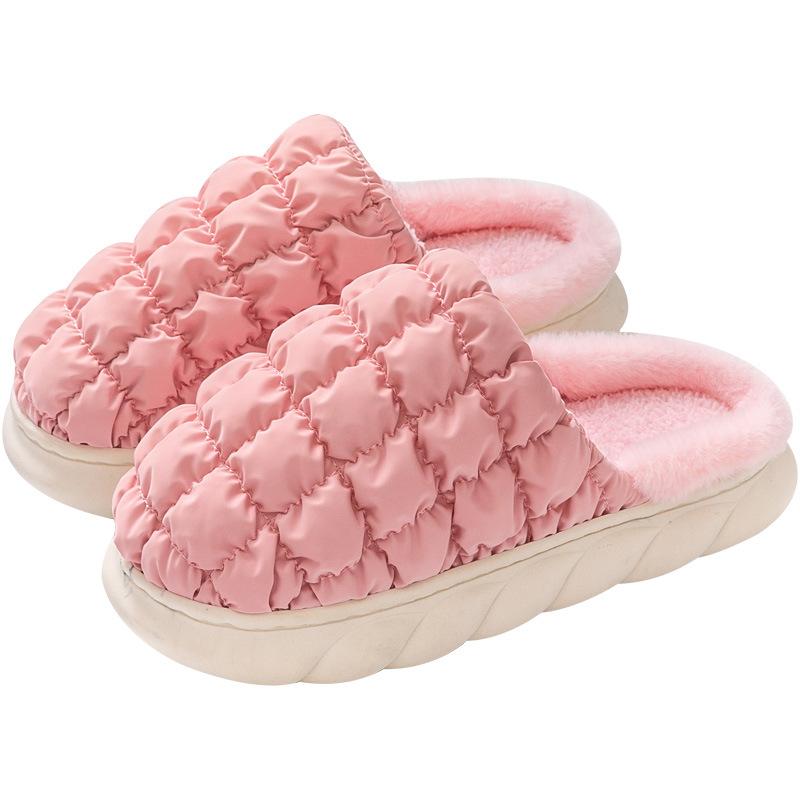 Cotton slippers women's home cotton shoes winter platform couple down cloth cotton drag fleece slippers