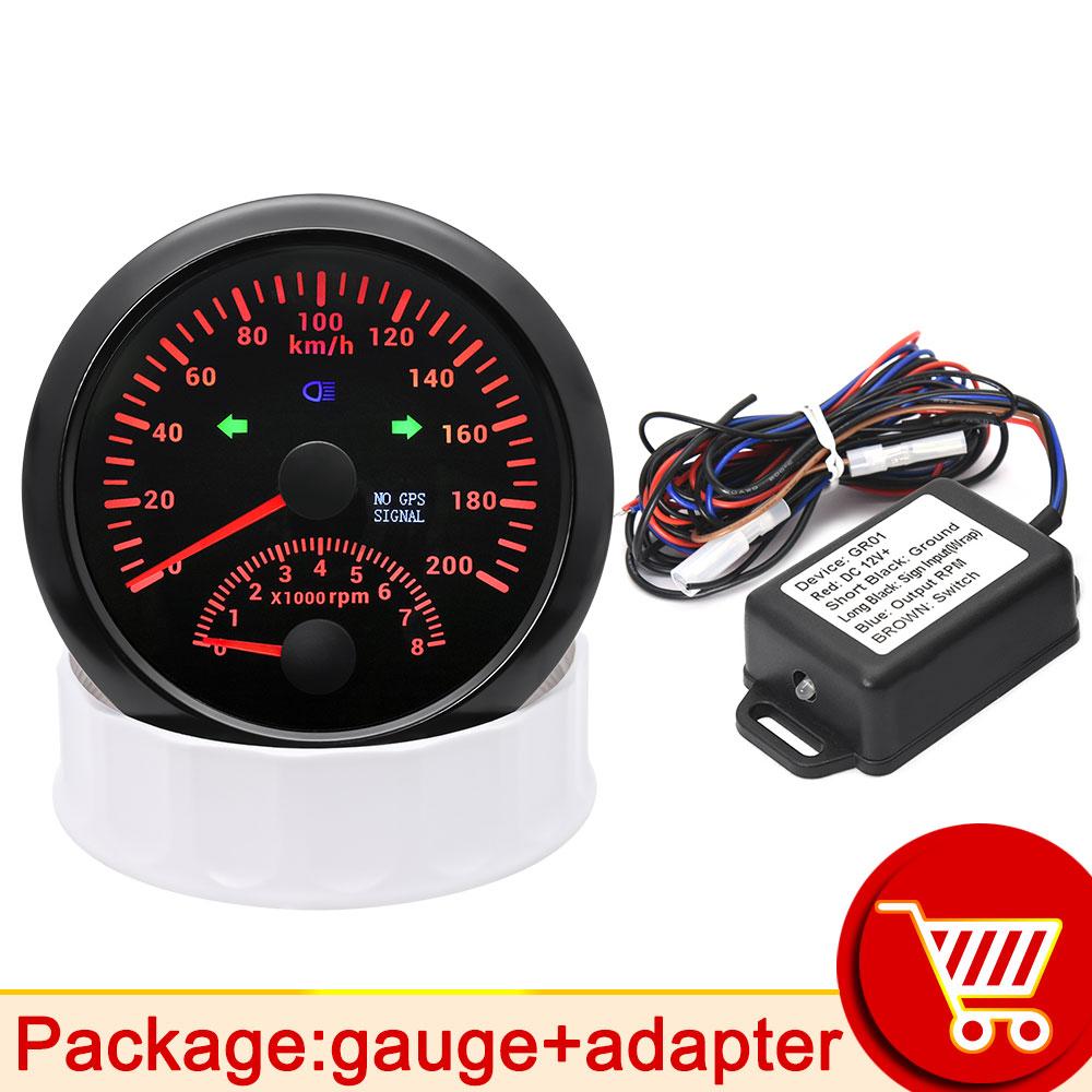 

AD 85MM 2-в-1 Багатофункціональний цифровий GPS-спідометр з тахометром RPM KMH. Використовуйте з адаптером для бензинових автомобілів з 1-8 циліндрами