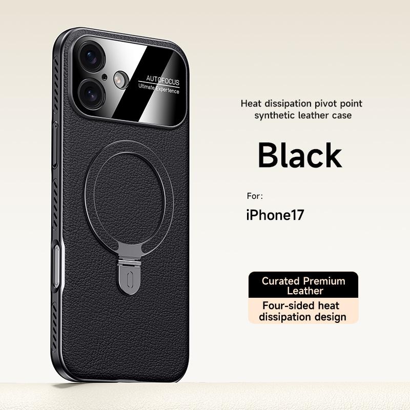 PU Leder Magnetischer Ringhalter Hülle Für iPhone 17 17Pro Max iPhone Air Weicher Rahmen Stoßfest Halterung Rückseite Für 17ProMax