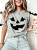 Funny Evil Pumpkin Face Halloween Women Tees Funny Spooky Season Tshirt Female Clothes Short Sleeve Tops Fashion Graphic Shirt