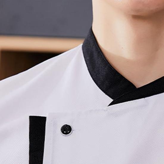 Kochuniform-Schürzenset: Stehkragen, Kurzarm, knitterfrei, mit mehreren Taschen, Patchwork-Design, professionell.