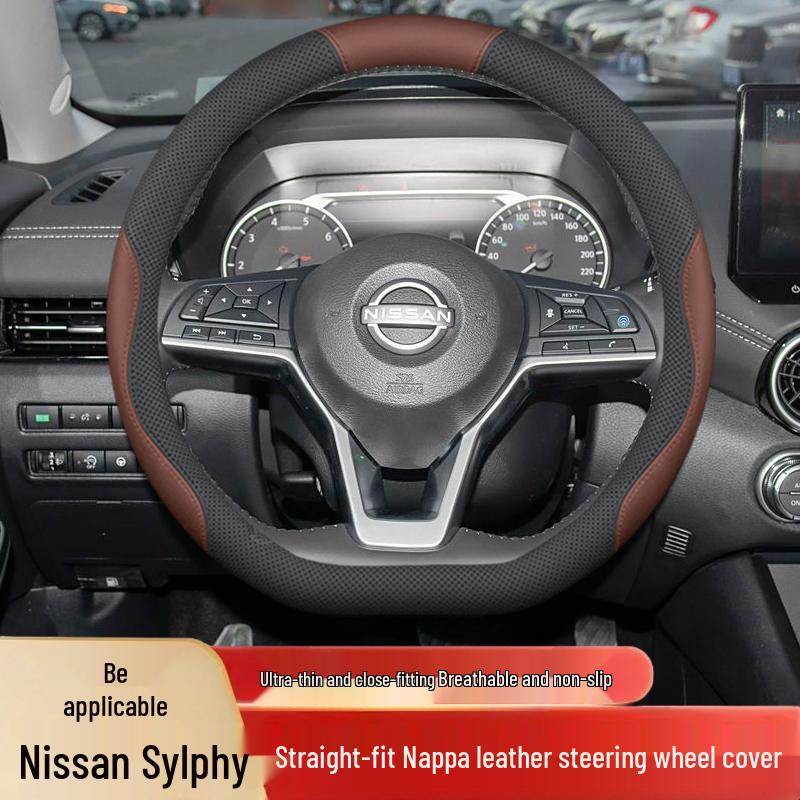 Nissan Sylphy 14th Gen Steering Wheel Cover - Anti-slip, Odorless, No-Sew Leather