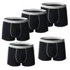 5 Pcs Men Cotton Boxer Briefs Mid‑Waist Antibacterial Breathable Underpants Comfort Soft Contrast Waistband Male Underwear L XL 2XL 3XL 4XL 5XL 6XL