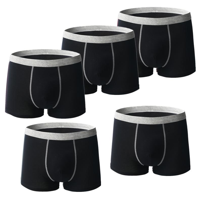 5 Pcs Men Cotton Boxer Briefs Mid‑Waist Antibacterial Breathable Underpants Comfort Soft Contrast Waistband Male Underwear L XL 2XL 3XL 4XL 5XL 6XL