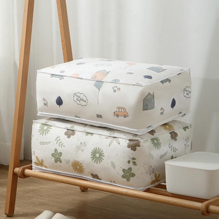 1pc Peva Printed Waterproof and Dust-Proof Quilt Storage Bag, Collapsible and Easy To Arrange,Blankets,Clothes,Bedding Store Bag