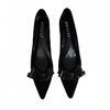 2025 new four-season one-pedal French stunning bow shallow mouth pointed head flat sole shoes women