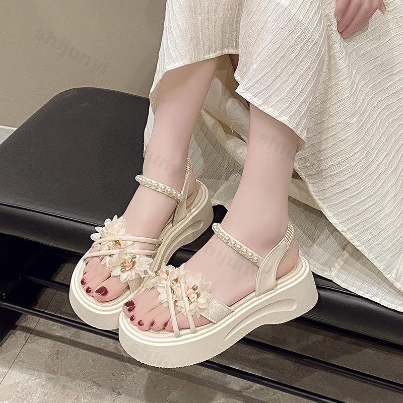 Sandale Femme 2026 Été Chaussures Femmes Nouvelle Fleur Douce Rome Chaussures de Plage Plateforme Mode Sandales d'Extérieur Sandalias De Mujer