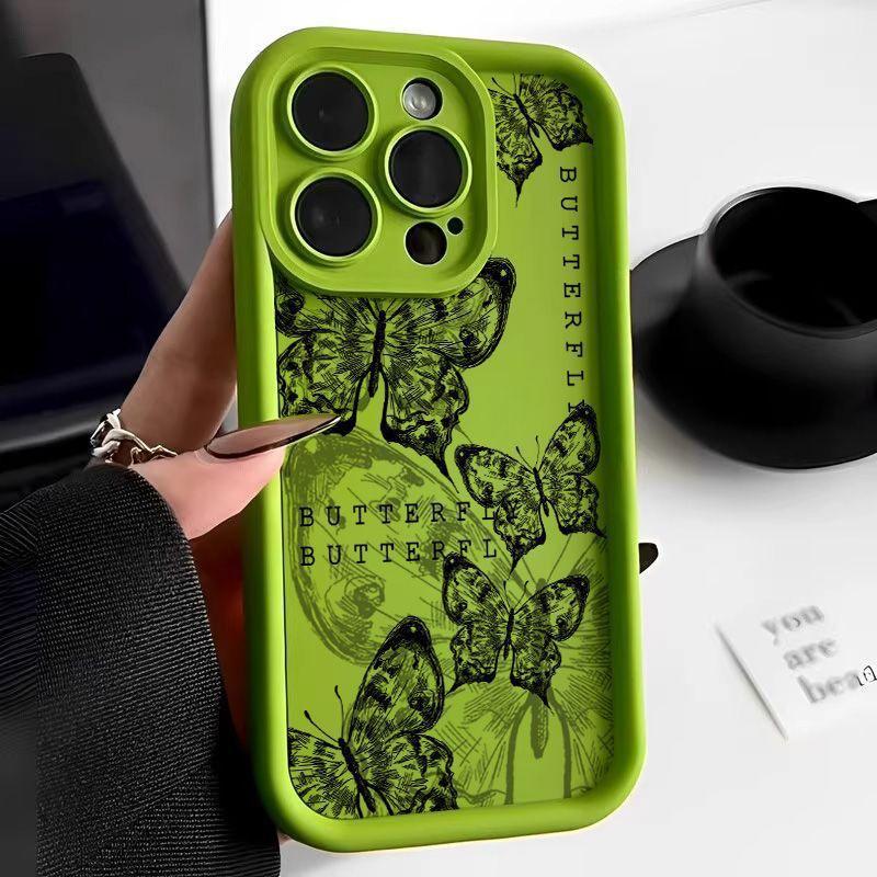 Retro Butterfly iPhone Case for 11, 12, 14, 15, 16 Pro Max - Transparent & Drop-proof