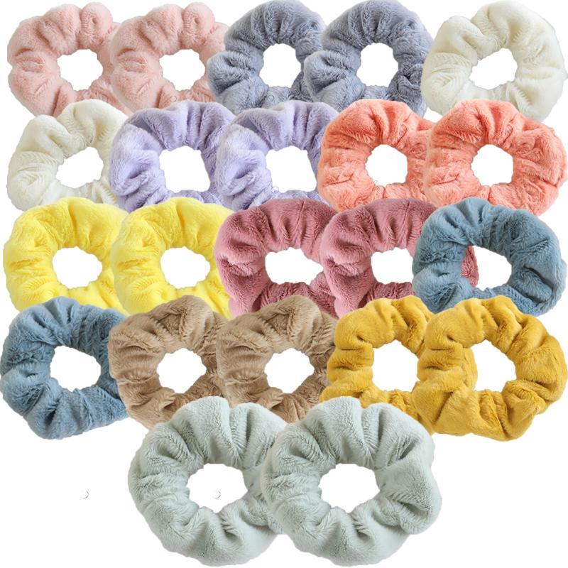 Korean Style Plush Candy Color Hair Ring Woman Cute Sweet Fashion Scrunchie Hair Accessories