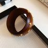 Punk Wooden Bracelet Wide Rivets Bangle Vintage Round Bracelet  Women