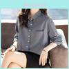 Chemise rayée à manches longues pour femme avec poche et polos pour un look décontracté au bureau