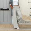 Ladies Solid Color Cotton Linen Elastic Waist Loose Wide Leg Pants Casual Pants