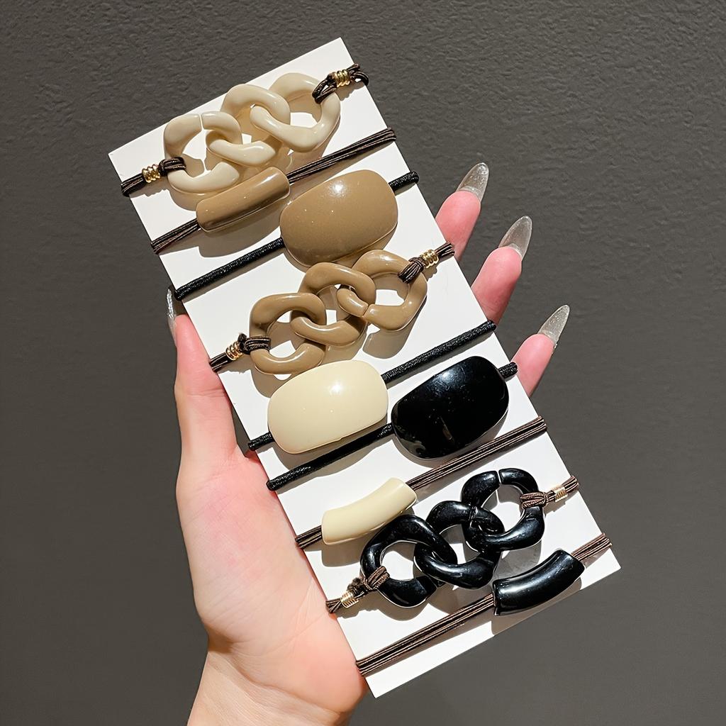 12pcs Elegant Milk Coffee Color Hair Ties - Chic Acrylic Ponytail Holders for Women & Girls, Simple Style Hair Accessories,Valentine'S Day Gift