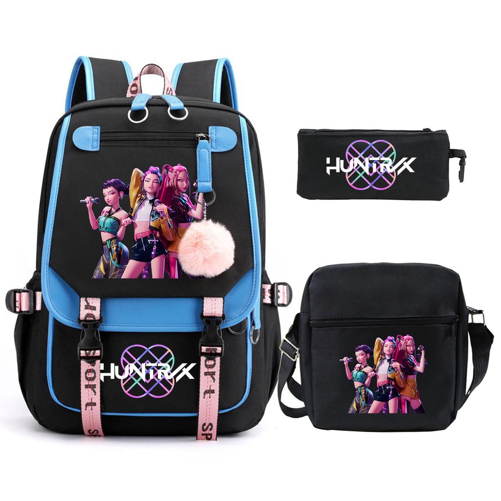KPop Demon Hunters Korean version of student school bag children's backpack pencil bag set