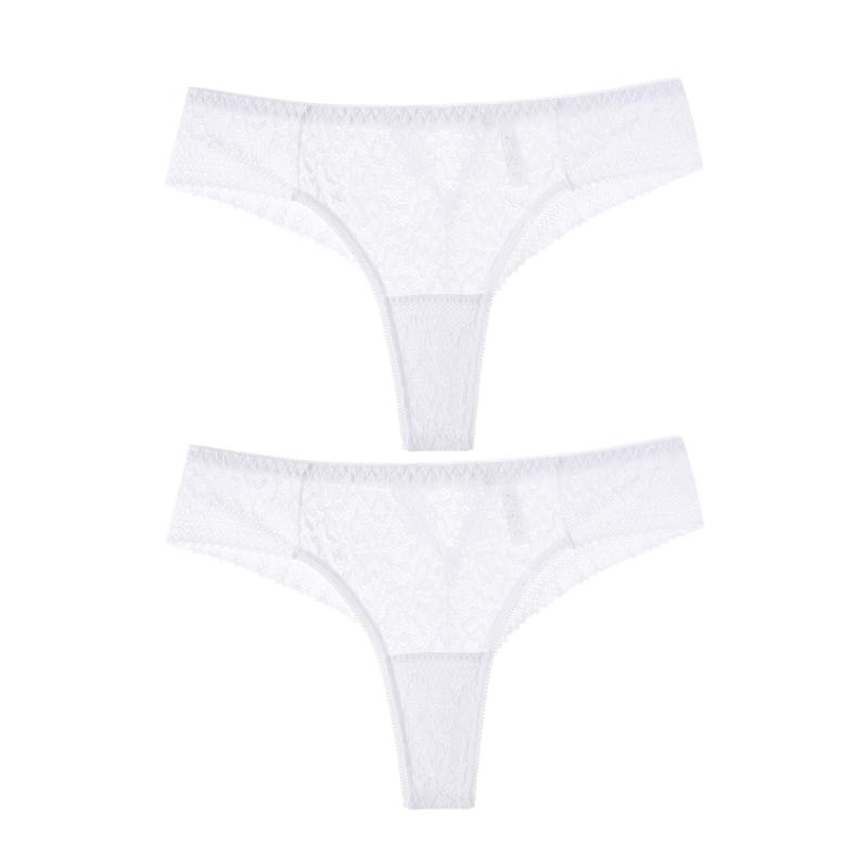 2Pcs/Lot Water-soluble Lace Women Panties Hollow G Strings Embroidery Thongs Low Waist Half Wrapped Hip T-Shaped Bikini Underpants