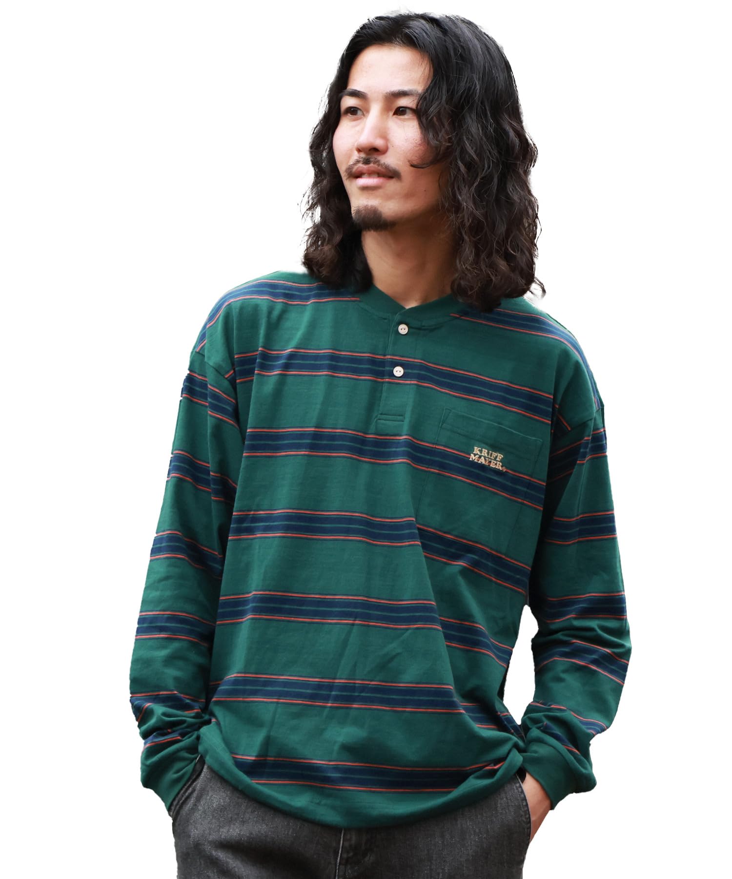 

дизайн для зеленой [Клифф Майер] футболки с длинным рукавом с мульти-бордюром для мужчин, большая, зелёный