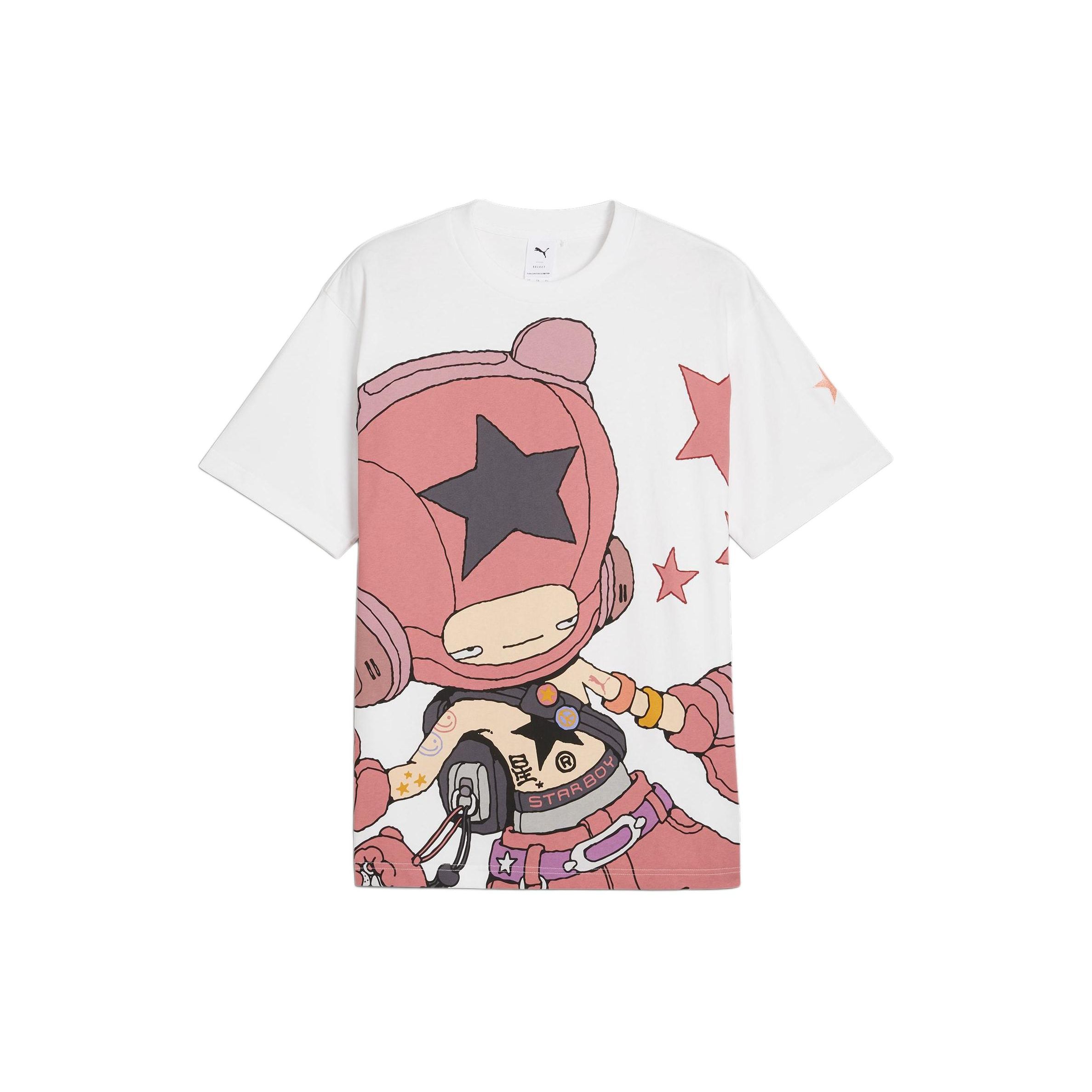 

Puma X Yampei Футболка мужская с мультяшным принтом, повседневная, свободного кроя, с круглым вырезом и коротким рукавом, белая 624636-02 M