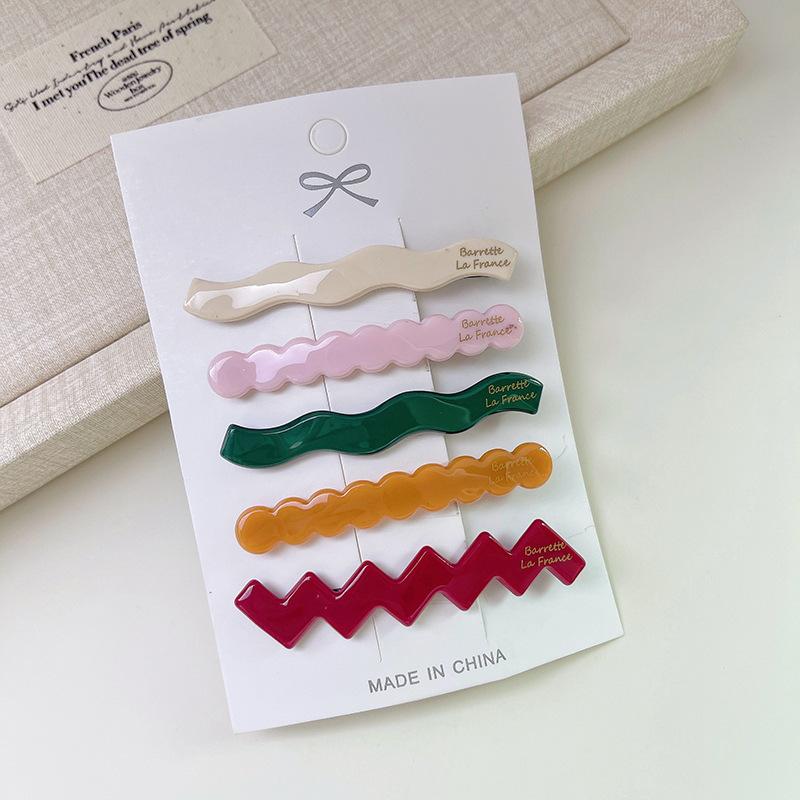 New Macaron Acetate Hairpin Cute Candy-Colored Wavy Bangs Girly Makeup Styling Hairpin Hair Accessories