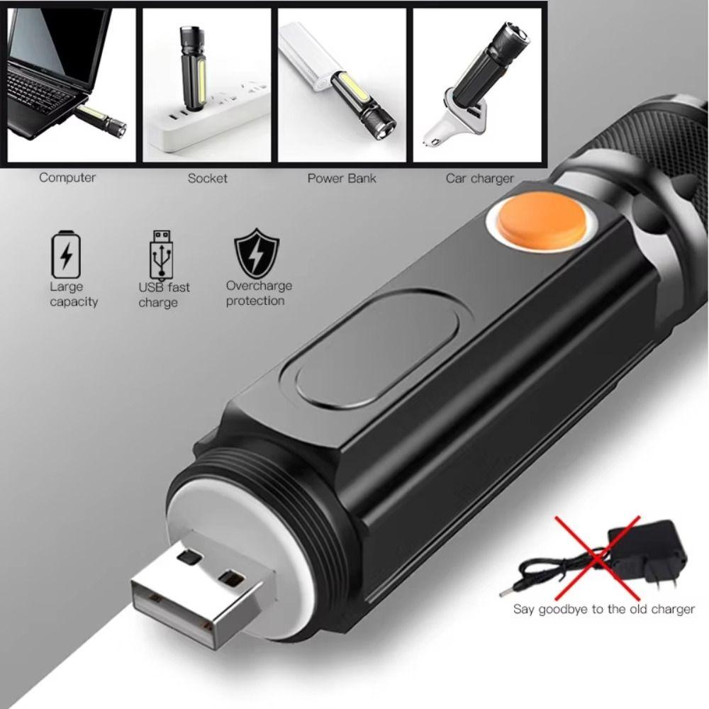 Compact Magnet Bottom Portable LED Flashlight Handheld Red Light Mini Camping Lamp Side Light Clip on Emergency Lighting Hiking