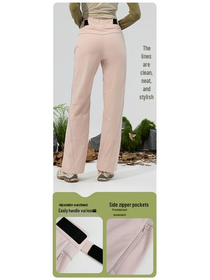Water-Repellent Durable Outdoor Micro-Flare Pants with Autumn/Winter Velvet Warmth