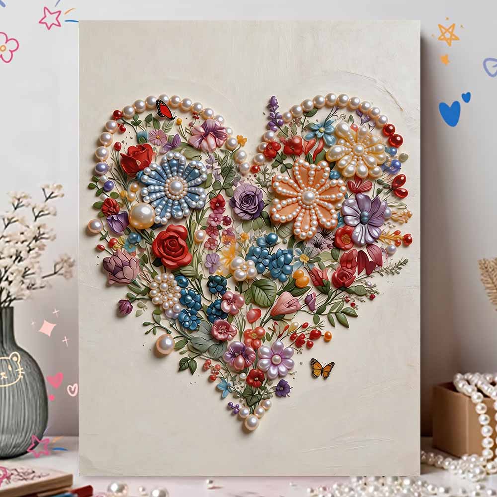 Frameless Love Pearl Painting Kit 30x40cm Floral DIY Pearl Art Elegant Gem Art for Home Wall Decoration Perfect for Living Room & Bedroom