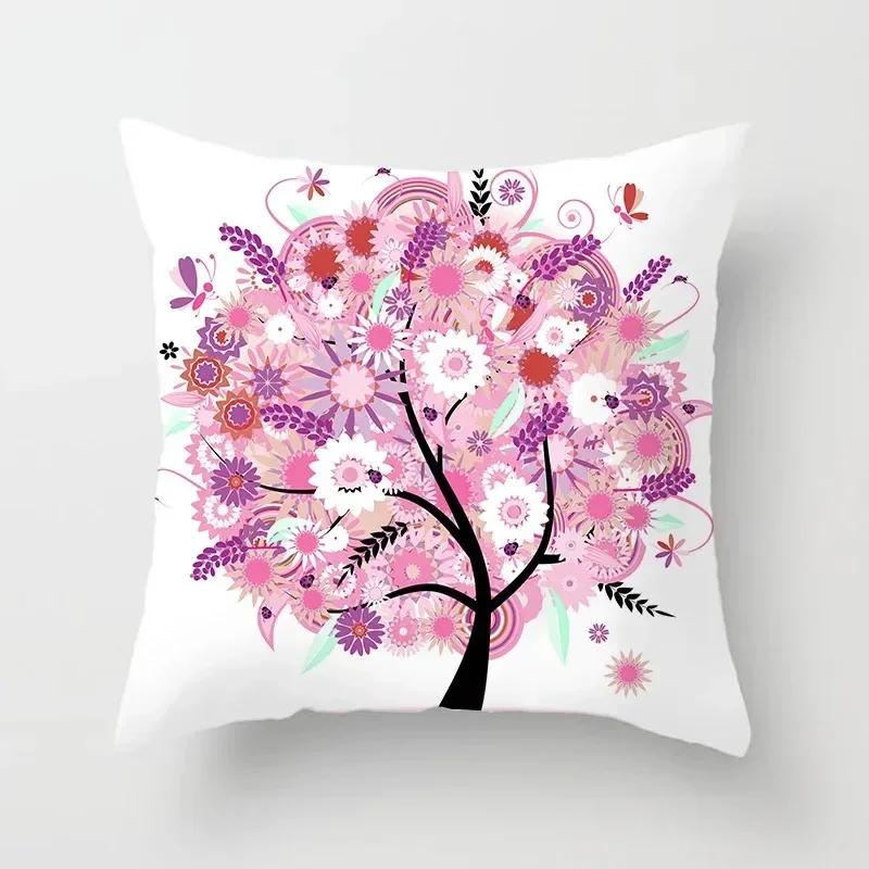 Luxury Home Decor Pillowcase Living Room Sofa Cushion Cover Creative Painting Colorful Tree Print Cushion Cover