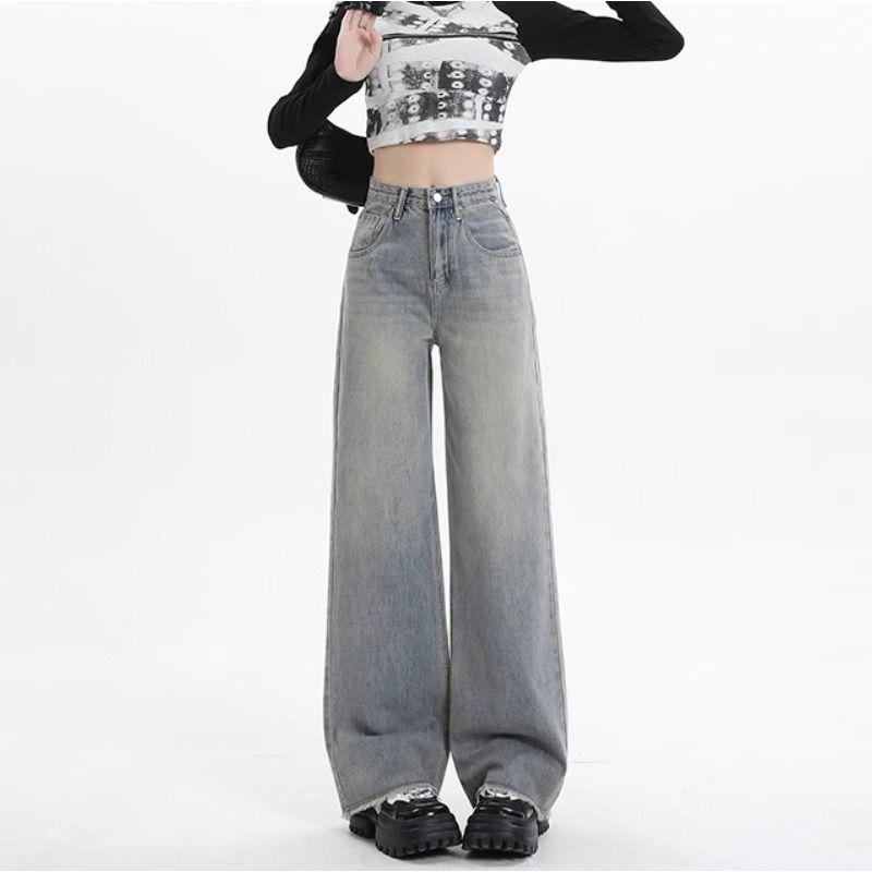Petite American Retro High-Waisted Raw Hem Wide Leg Jeans - Summer 2025 Collection XL