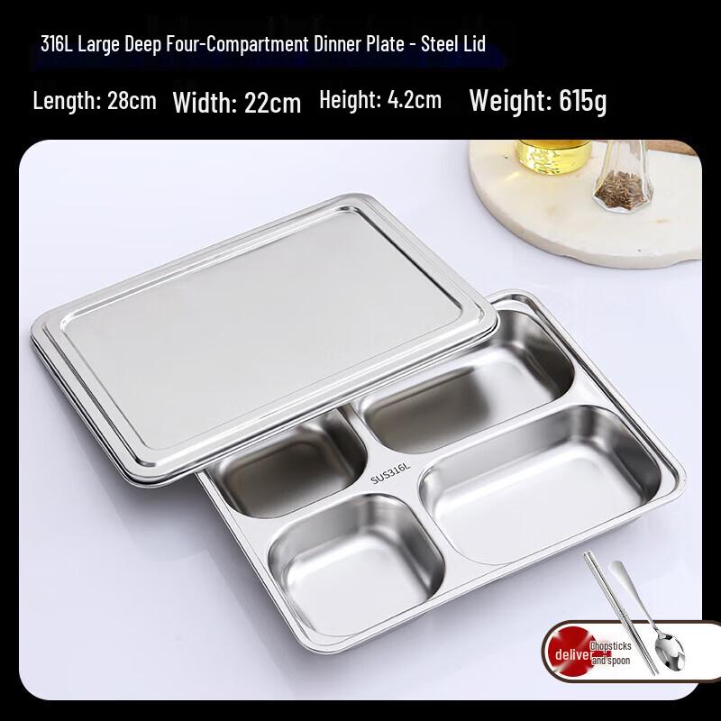 Stainless Steel Divided Lunch Plate