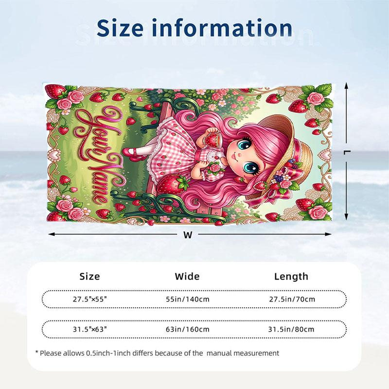 Floral Garden Theme Beach Towel Personalized Custom Name & Text Soft Quick Dry Beach Towel for Swimming Travel