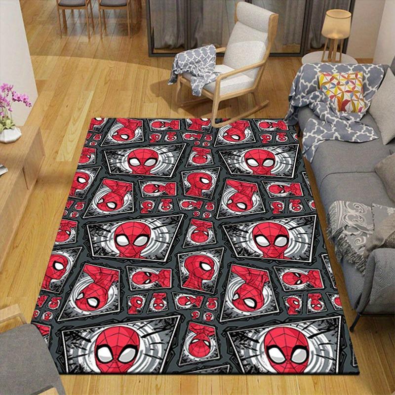 1 alfombra de área de Marvel Spider-Man, alfombrilla antideslizante para el suelo, diseño de personaje de dibujos animados, terciopelo suave, decoración de habitación, lavable