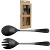 Spoon Long Cutlery For Salad Fork Spoon Set 2 Pieces Black