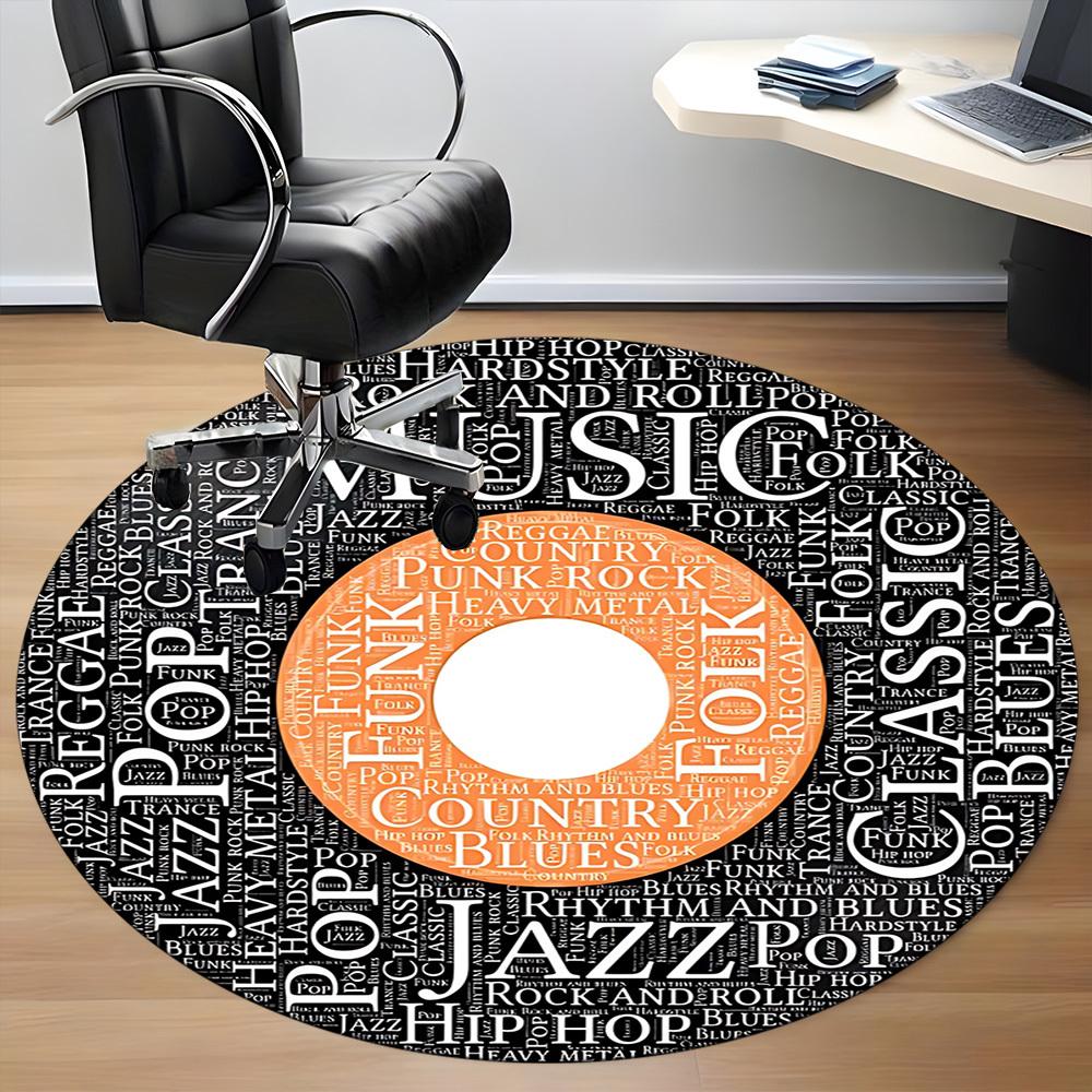 1pc Music Genres Chair Carpet for Office, Soft, Non-Slip Polyester Mat, Office, Living Room, Bedroom, Durable Polyester yy251207122