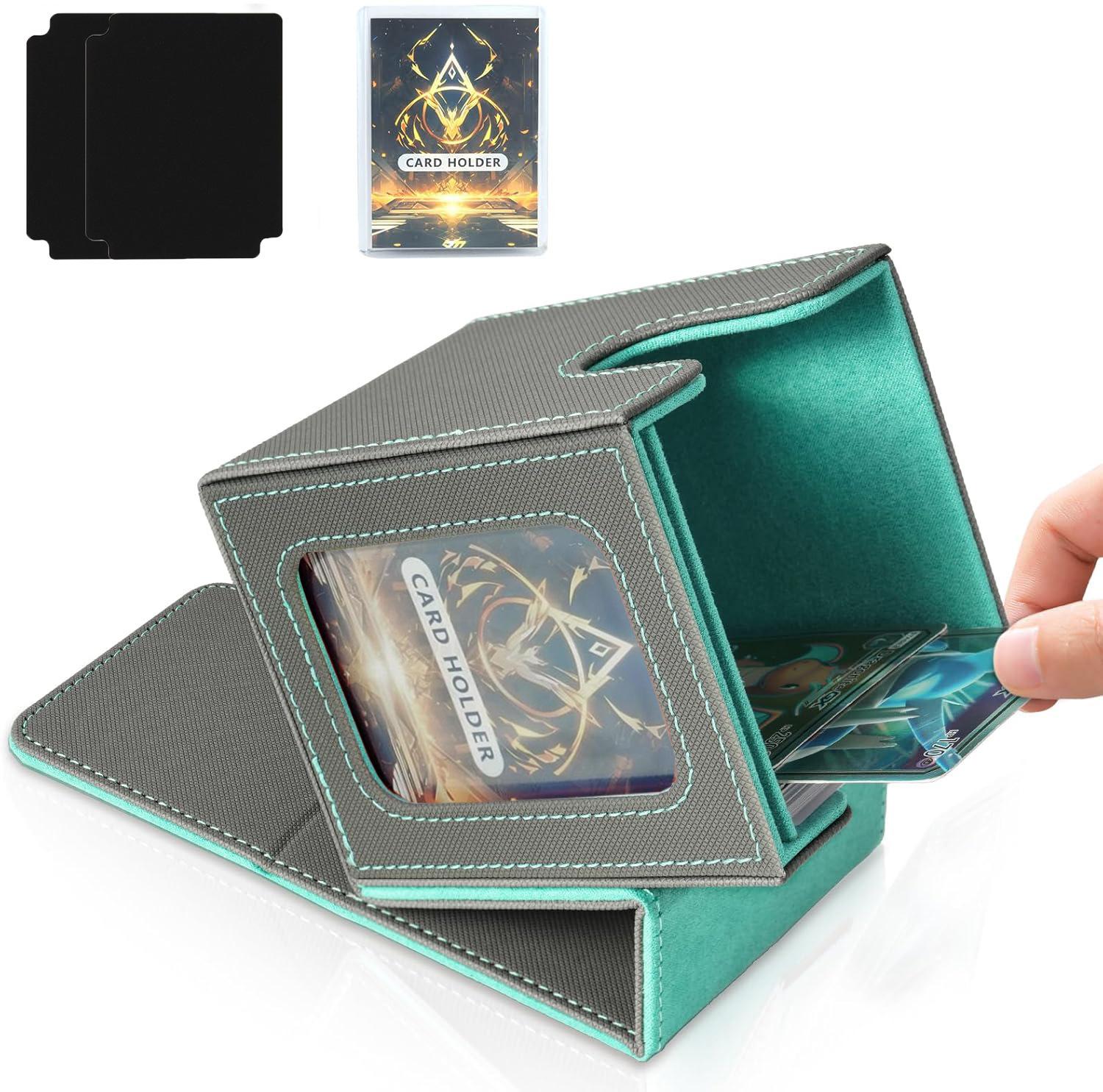 

Вмещает 100+ колод торговых карт Бокс для колоды для MTG Commander Дисплей с 2 разделителями Коробка для хранения игровых спортивных карт ПУ Магнитный кейс для колоды