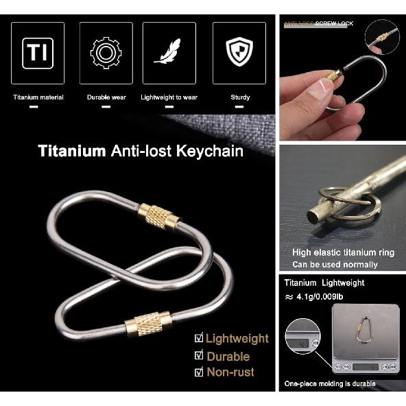 JOGOAUTO Titanium Carabiner Clips with Titanium Key Rings,Key Chains for car Keys, Small Locking carabiners Clips Mini,Quick Release Keychain,J451