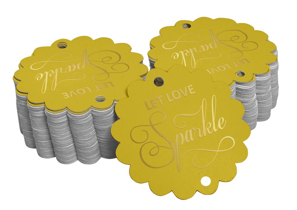 Inkdotpot 100 Pack Let Love Sparkle Wedding Favor Paper Tags Craft Real Gold Foil Hang
