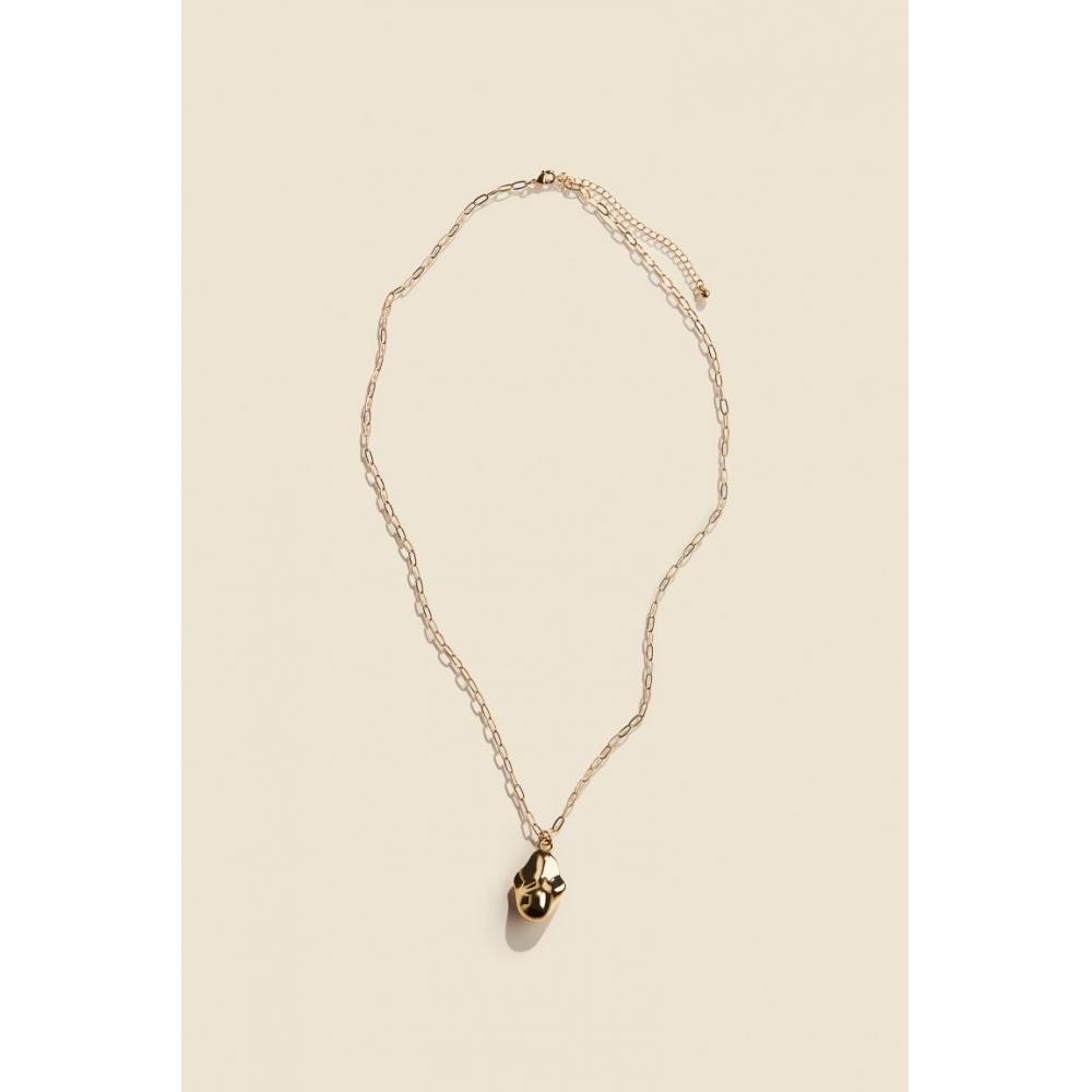 

H M Pendant Long Necklace Gold Color