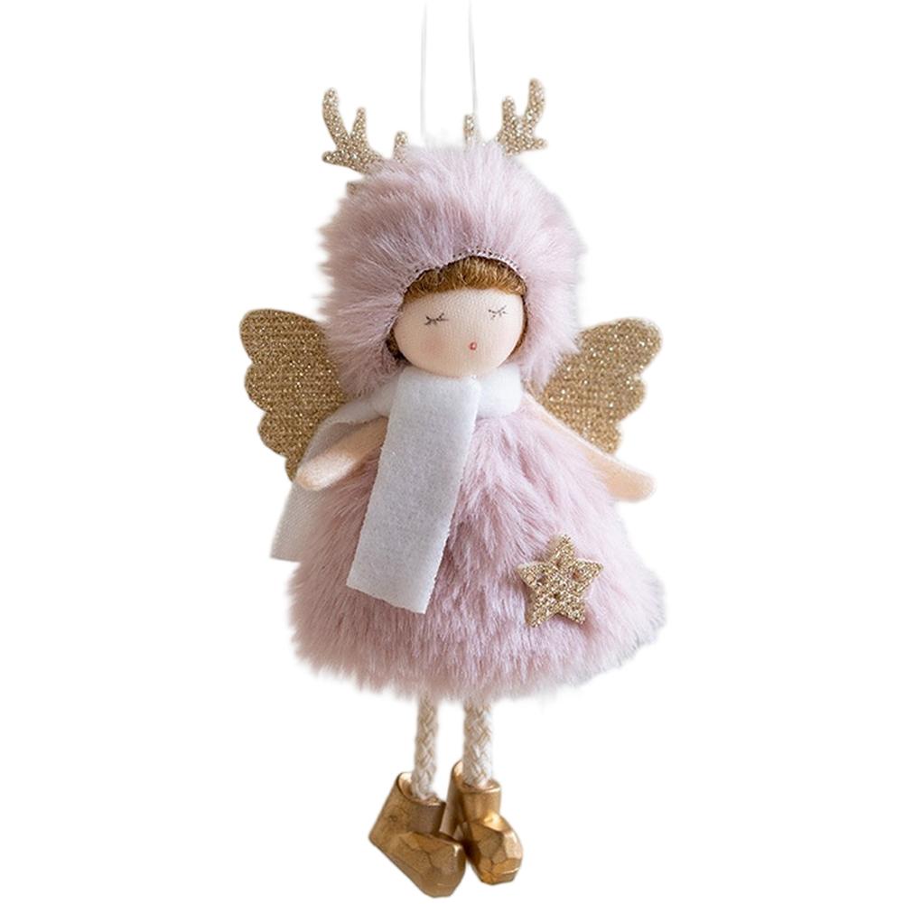 Christmas Seasonal Pendant with Angel Girl Wings Headband and Deer Antler Hair Clip for Holiday Home Decoration