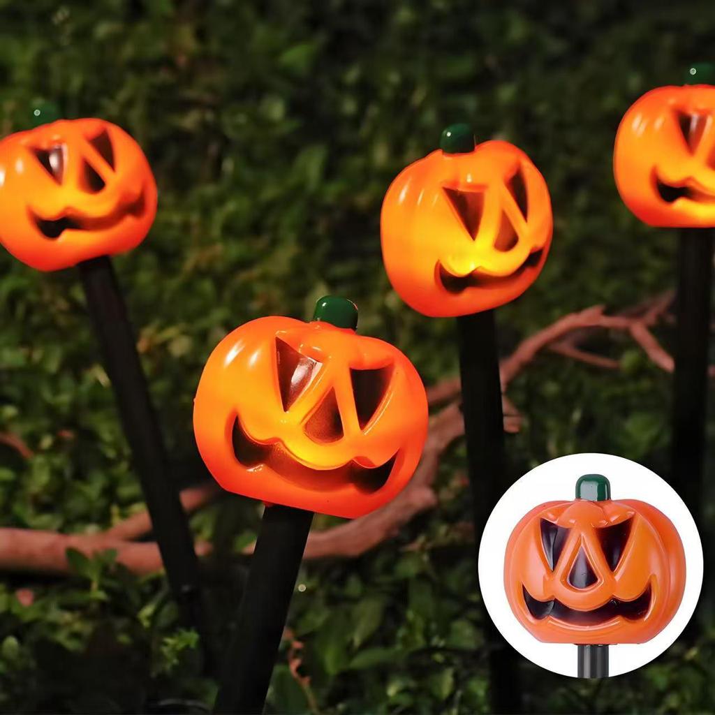 Solar-Powered Halloween Pumpkin Skeleton Ground Lights - Waterproof Outdoor Garden Decor