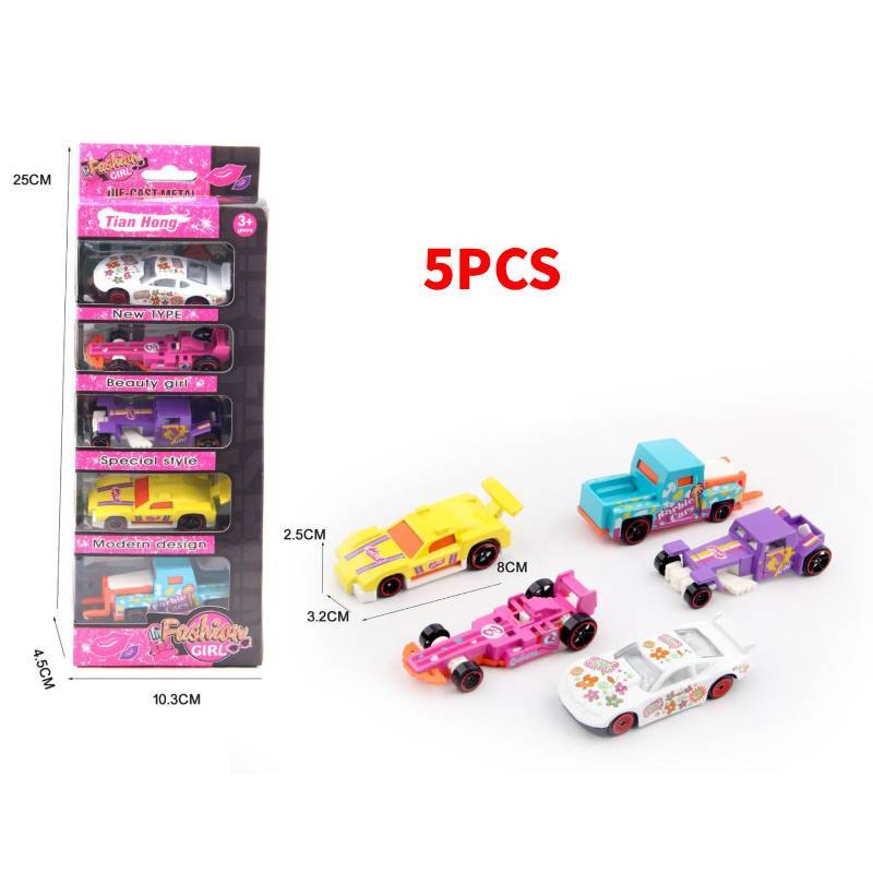 Diy Girl Alloy Travel Rv Set With Inclined Ramp And Trailer For Kids Play
