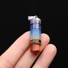 1Pc, Reiki Healing Seven Chakra Stone Pendant, Stylish Handmade Hexagonal Prism Natural Stone Gemstone Charms for Jewelry Making DIY Accessories Craft