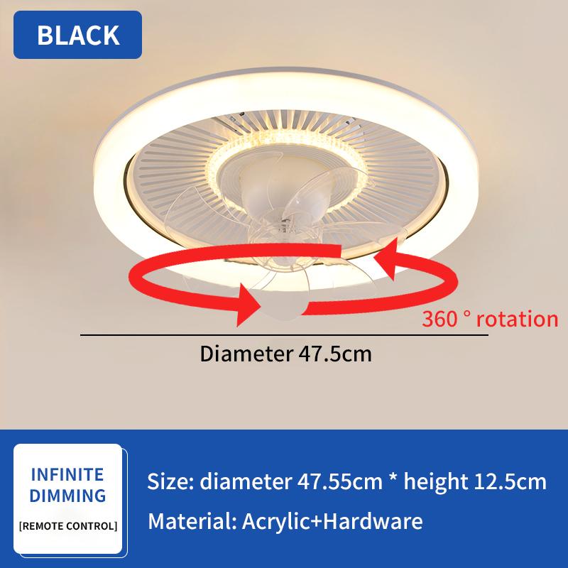 LED Minimalist Modern Ceiling Fan with Light Remote Control Bedroom Decoration Ventilation Light Energy-saving and Silent