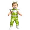 Baby Girls Color Block Alien Jumpsuit Cap Sleeve Zipper Back Metallic Romper Photography Cosplay Halloween