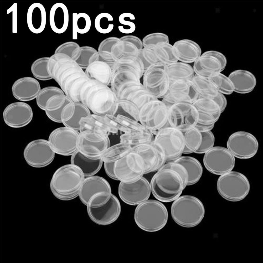 Simplify Your Collection Management with This Pack of Transparent Round Plastic Capsule Holders Totaling to 100 Pcs