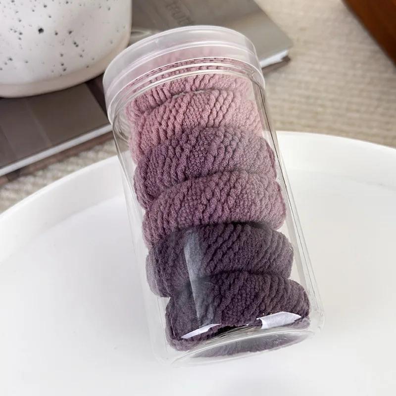 6Pcs/set Canned Hair Rope Thicken High Elastic Hairband Womens Kids Simple Colorful Knitting Headbands Ties Ponytail Rubber Band