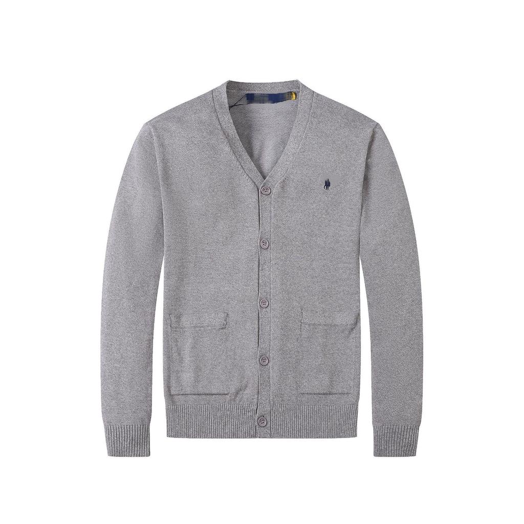 Men's Cotton V-Neck Sweater with Small Horse Embroidery – Classic, Versatile Spring/Autumn Knitwear