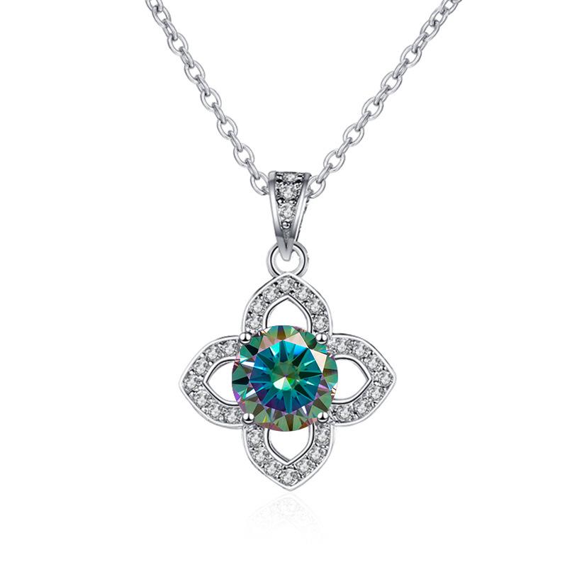 Bague Ringen 1ct VVS D Color Moissanite Pendant Necklace Women's 925 Sterling Silver Lucky Clavicle Chain Valentine's Day Gift