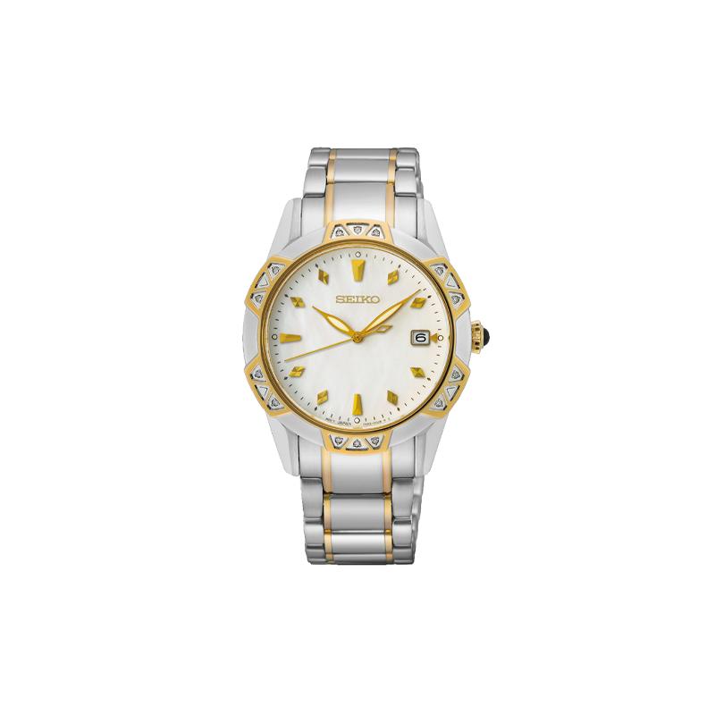 SEIKO 100 meters waterproof Quartz Steel Strap women s watch white dial SKK728P1 синий