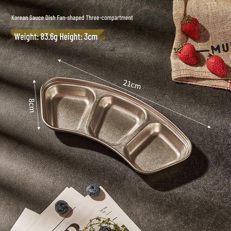 Fan-shaped Three-Compartment Seasoning Dishes