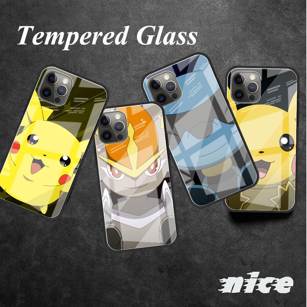 

Pokemon Glass Case For Apple iPhone 11 14 13 Pro 12 7 8 Plus SE 2022 XR X XS Max 6 6S Tempered Phone Cover