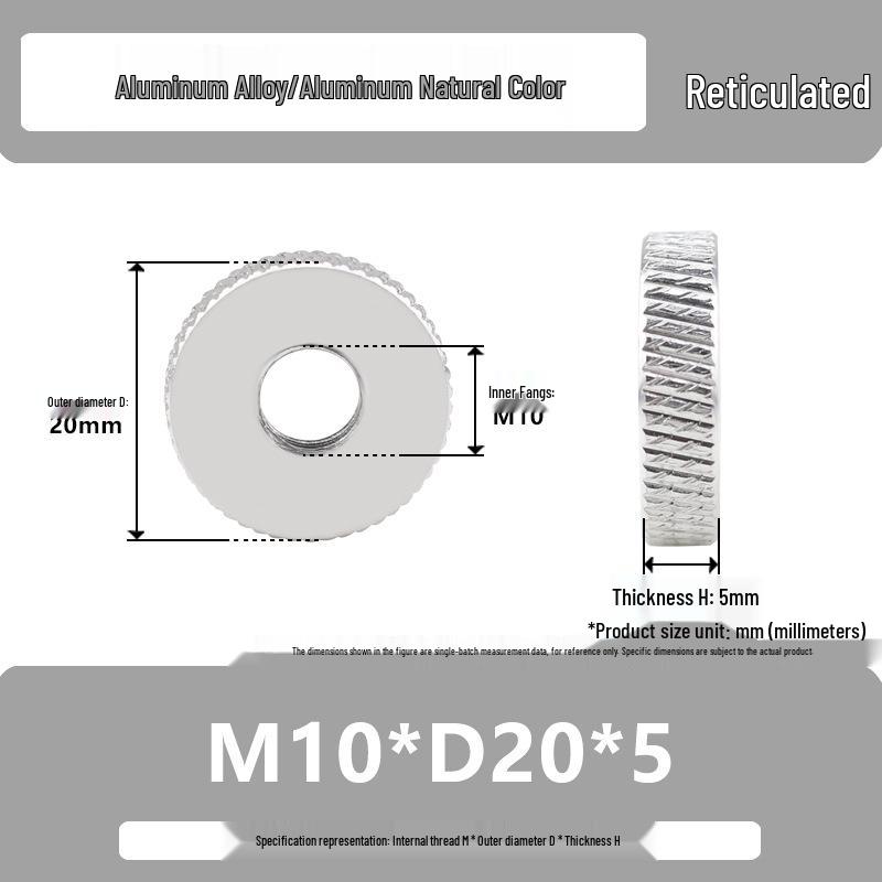 Aluminum Alloy Hand-Tightened Knurled Nut Adjustment Lock Gauge M3-M8